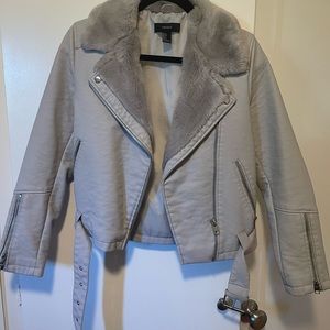 FOREVER 21 grey faux leather jacket